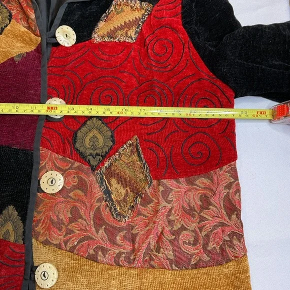 Julia Kim Velour Patchwork Jacket 90s Y2K Lagenlook Fall Soft Normcore - Picture 5 of 6